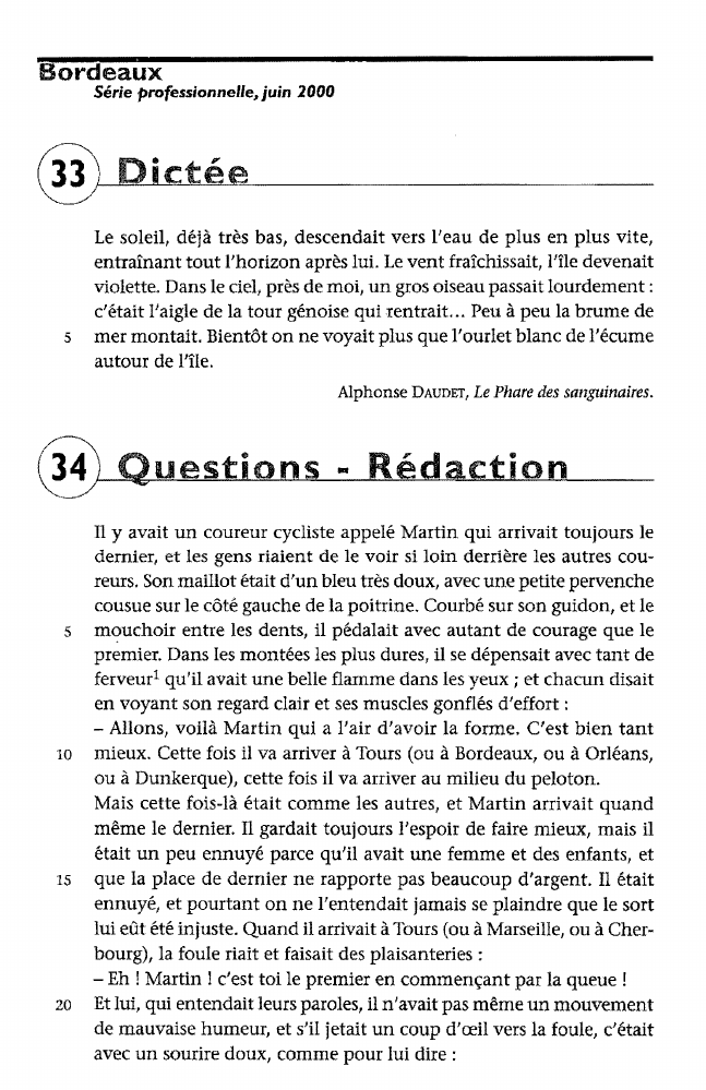 Prévisualisation du document Bordeaux - Série professionnelle, juin 2000