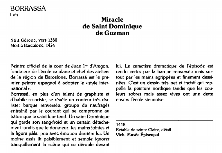 Prévisualisation du document BORRASSÀLuis:Miraclede Saint Dominiquede Guzman (analyse du tableau).