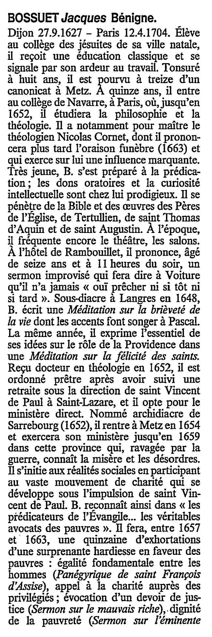 Prévisualisation du document BOSSUET Jacques Bénigne (biographie)