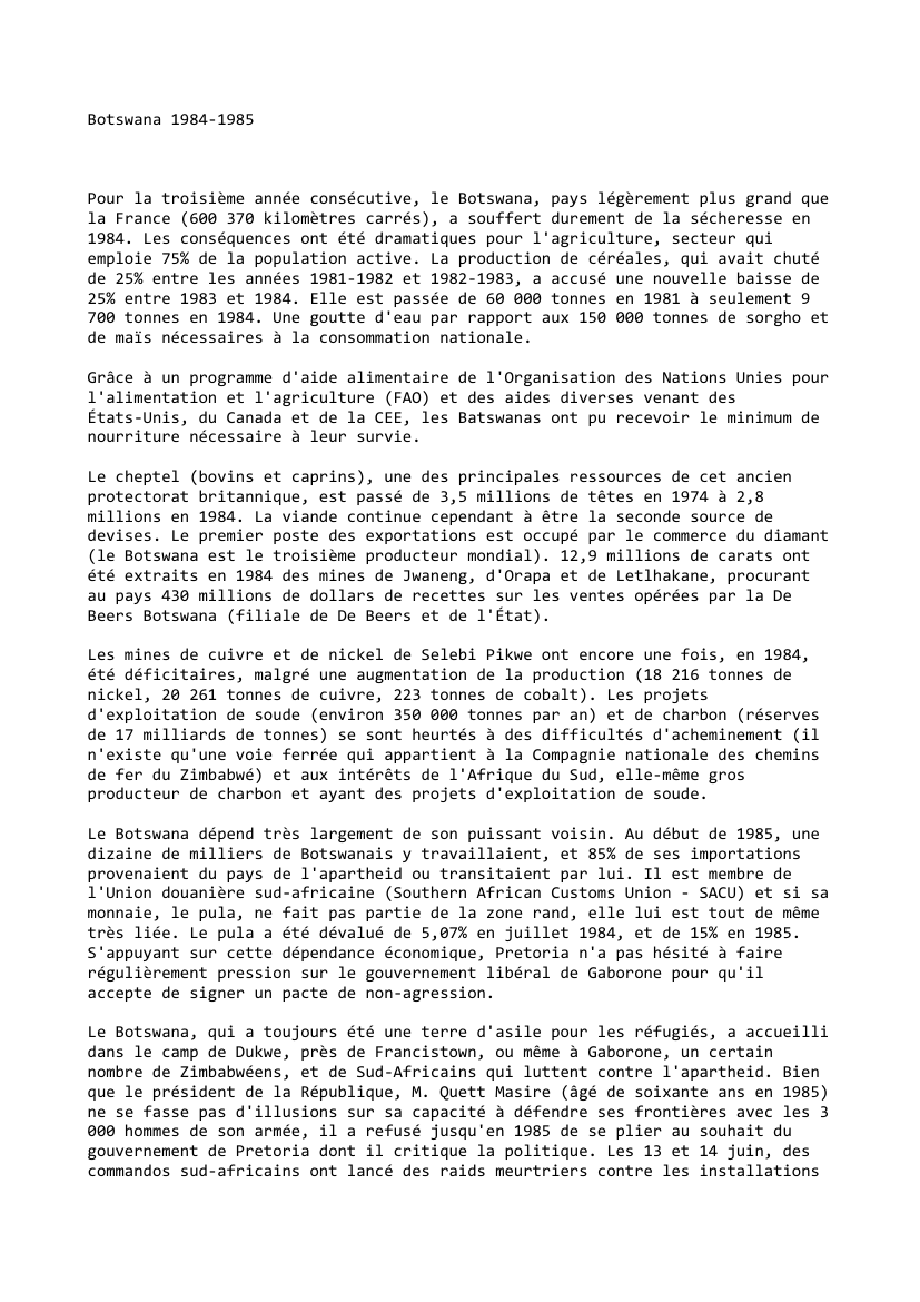 Prévisualisation du document Botswana 1984-1985