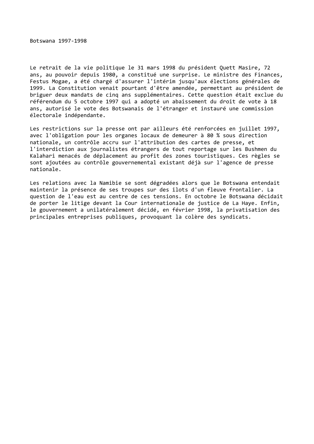 Prévisualisation du document Botswana 1997-1998