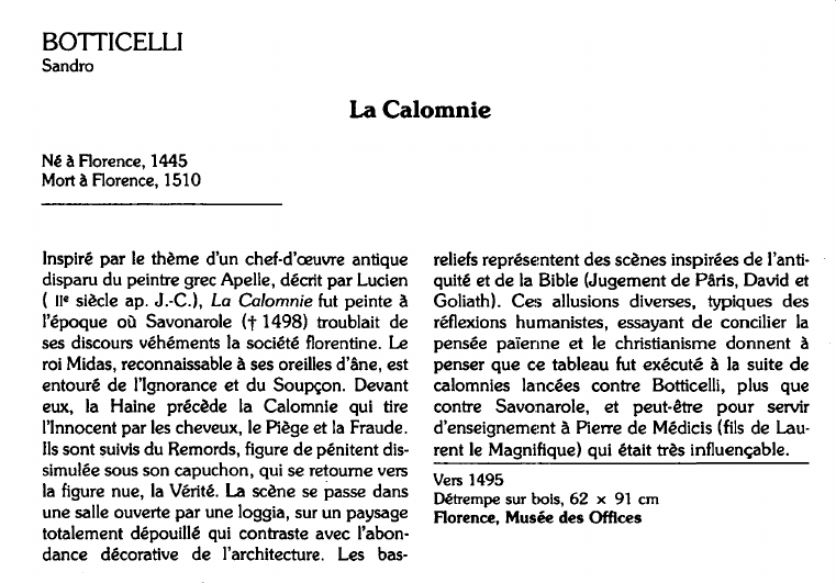 Prévisualisation du document BOTTICELLISandro:La Calomnie (analyse du tableau).