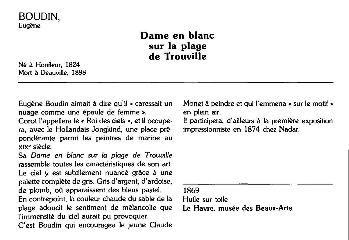 Prévisualisation du document BOUDIN, Eugène : Dame en blanc sur la plage de Trouville