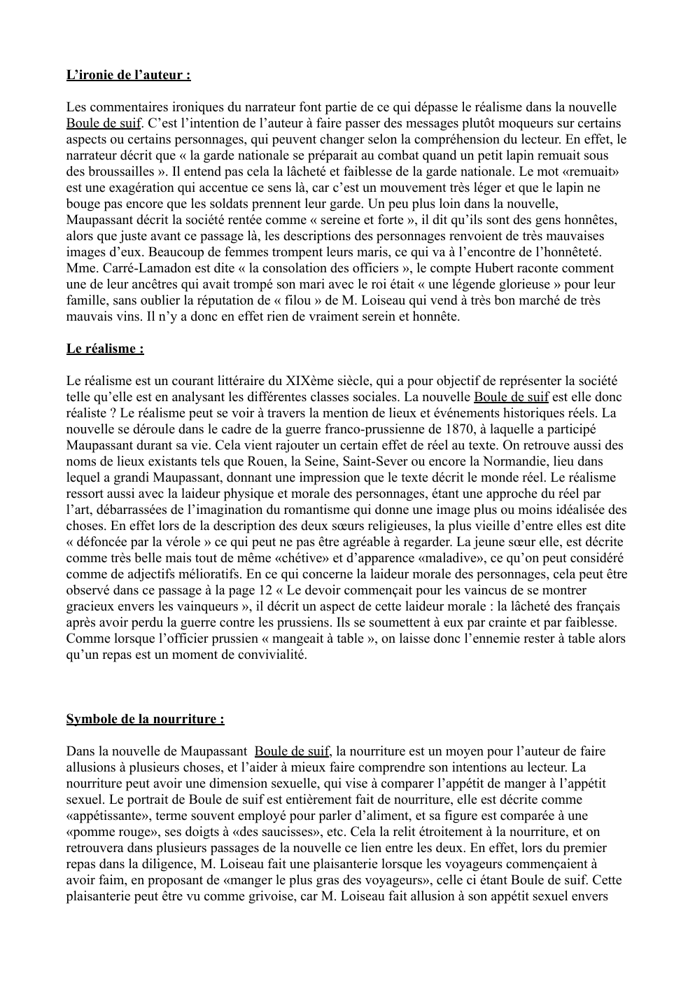 Prévisualisation du document Boule de suif arguments de dissert