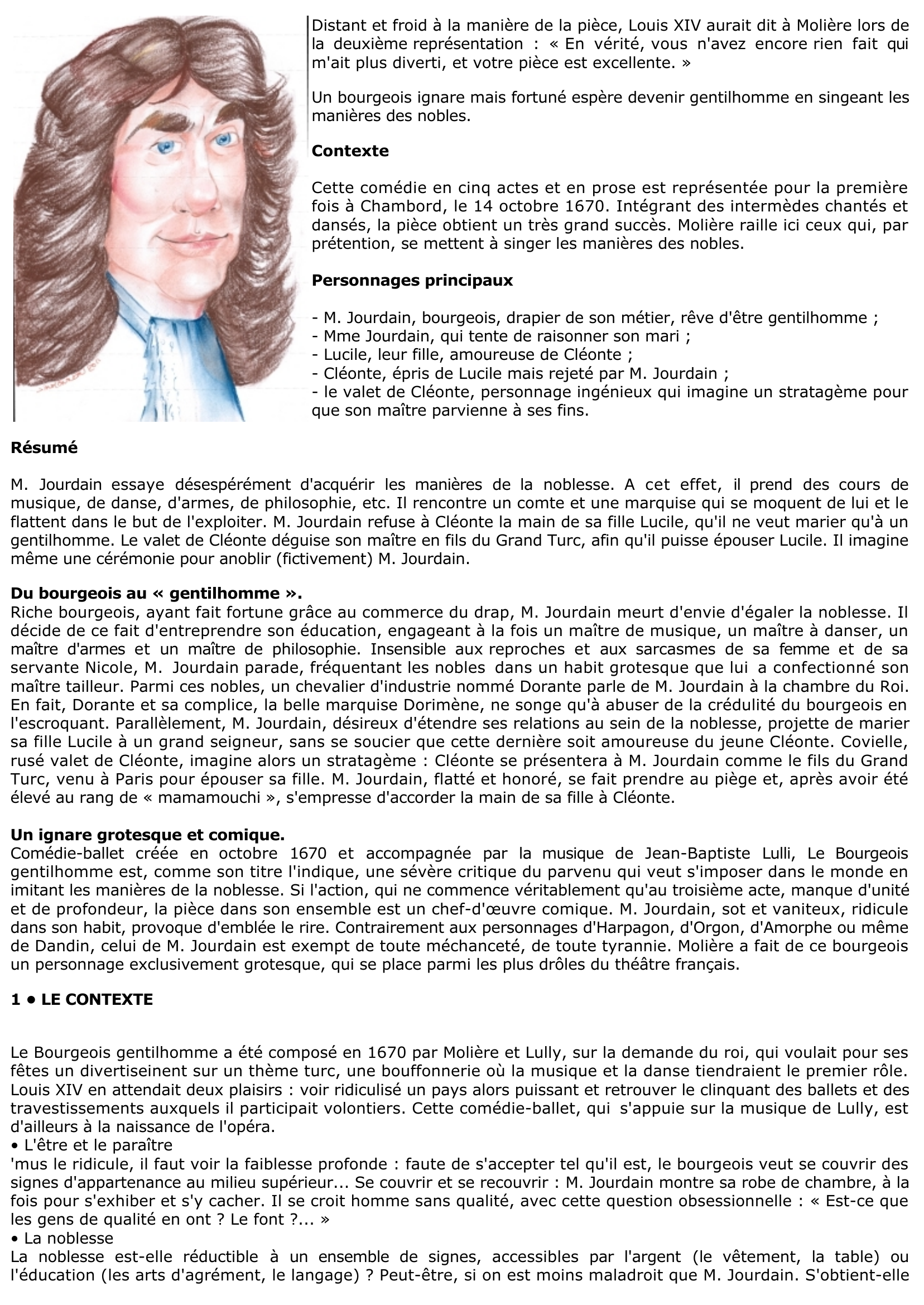 Prévisualisation du document BOURGEOIS GENTILHOMME (Le)    Molière - résumé de l'œuvre