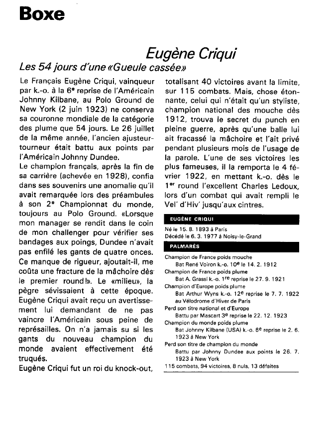 Prévisualisation du document Boxe:Eugène Criqui (sport).