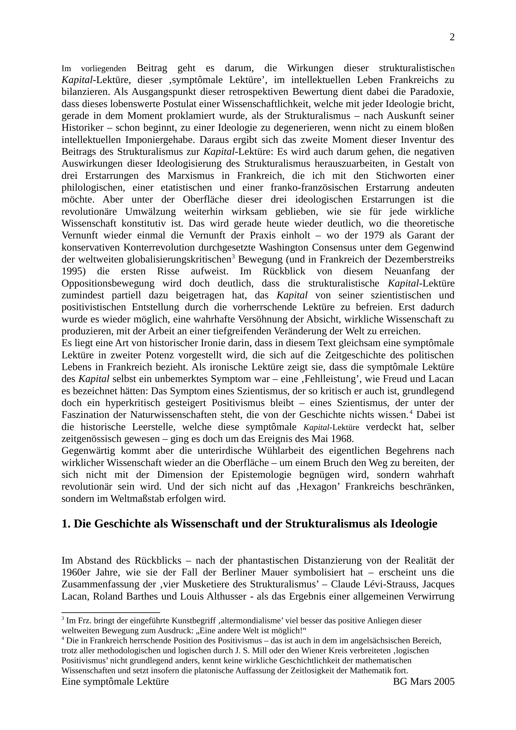 Prévisualisation du document Bernard Guibert März 2005 Eine "symptômale Lektüre"