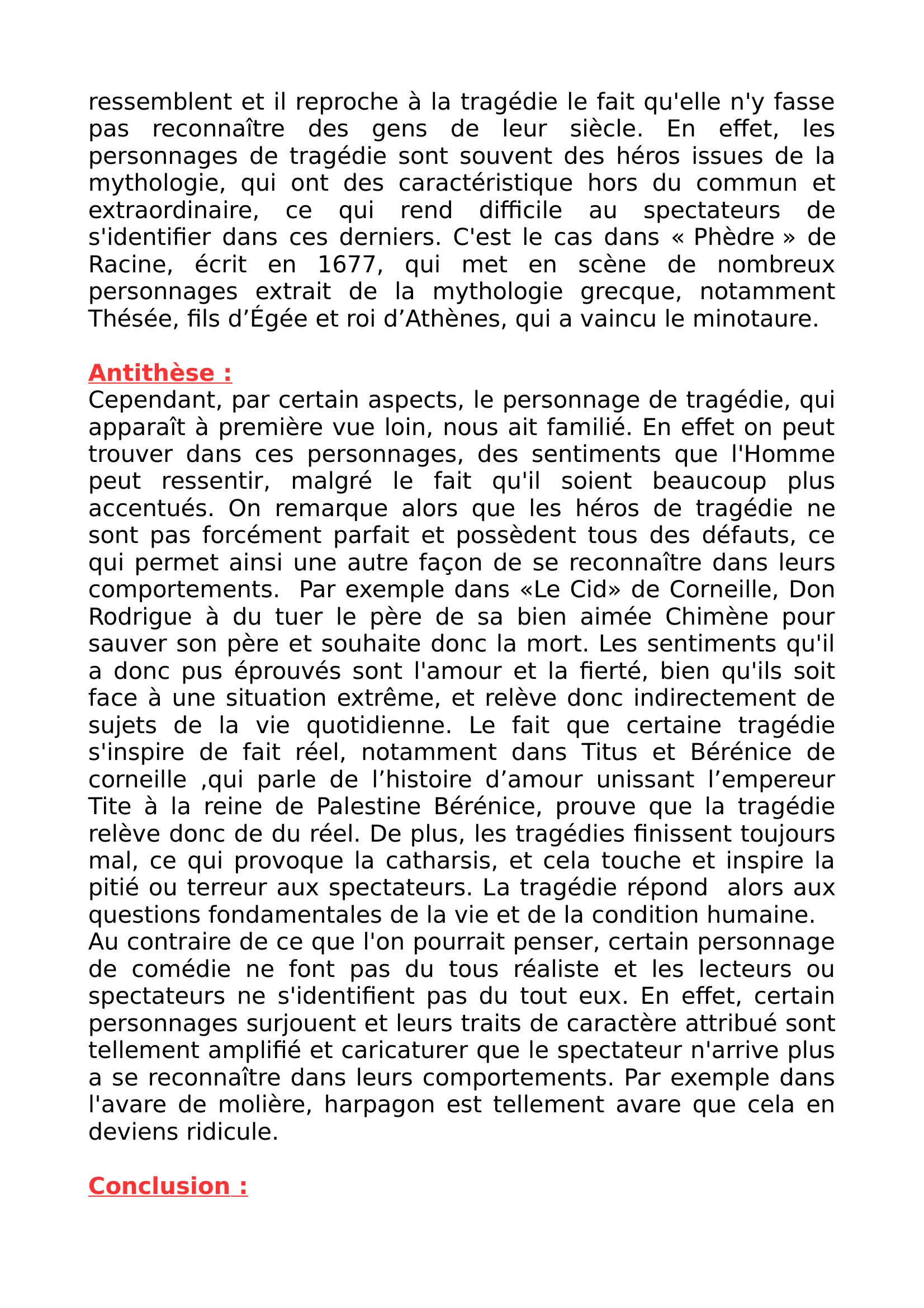 Prévisualisation du document Dissertation 
 
Introduction : 
 
La comédie et la tragédie connurent un grand succès au XVIIe siècle.
