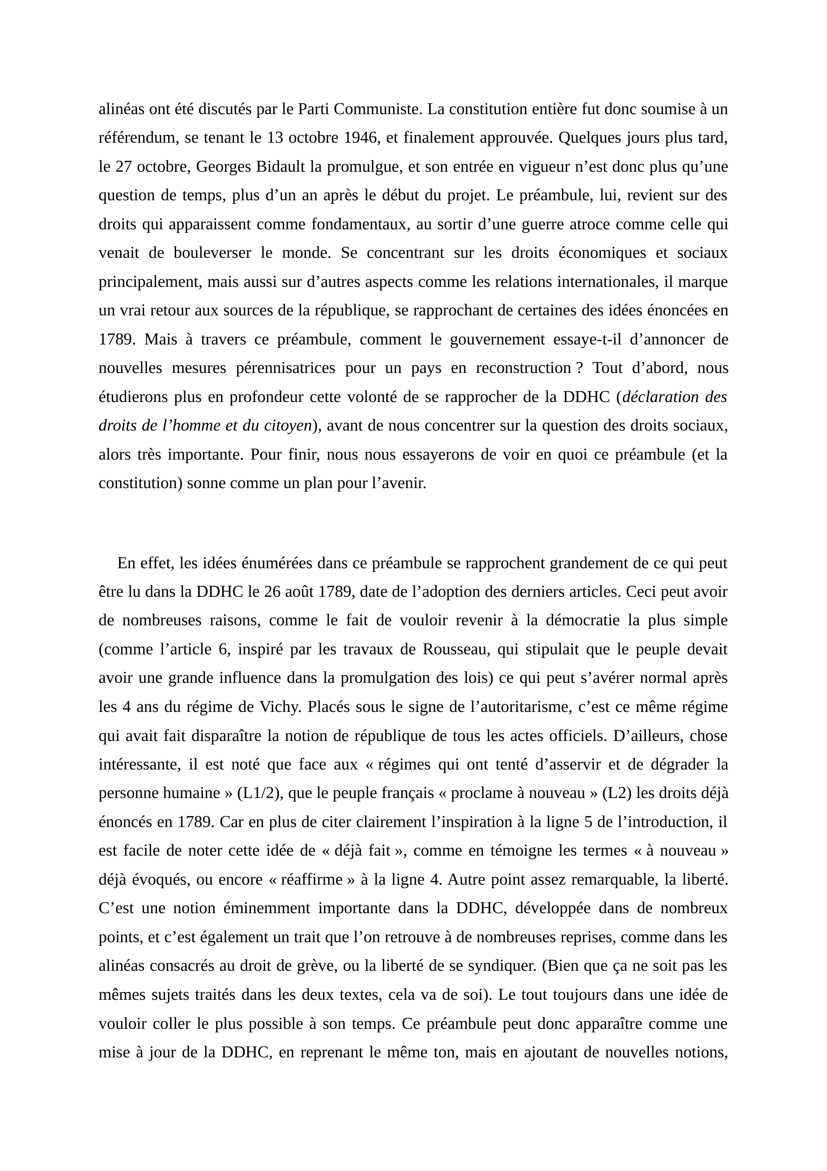 Prévisualisation du document Exposé Savoir et Méthodes : Préambule de la constitution du 27 octobre 1946.