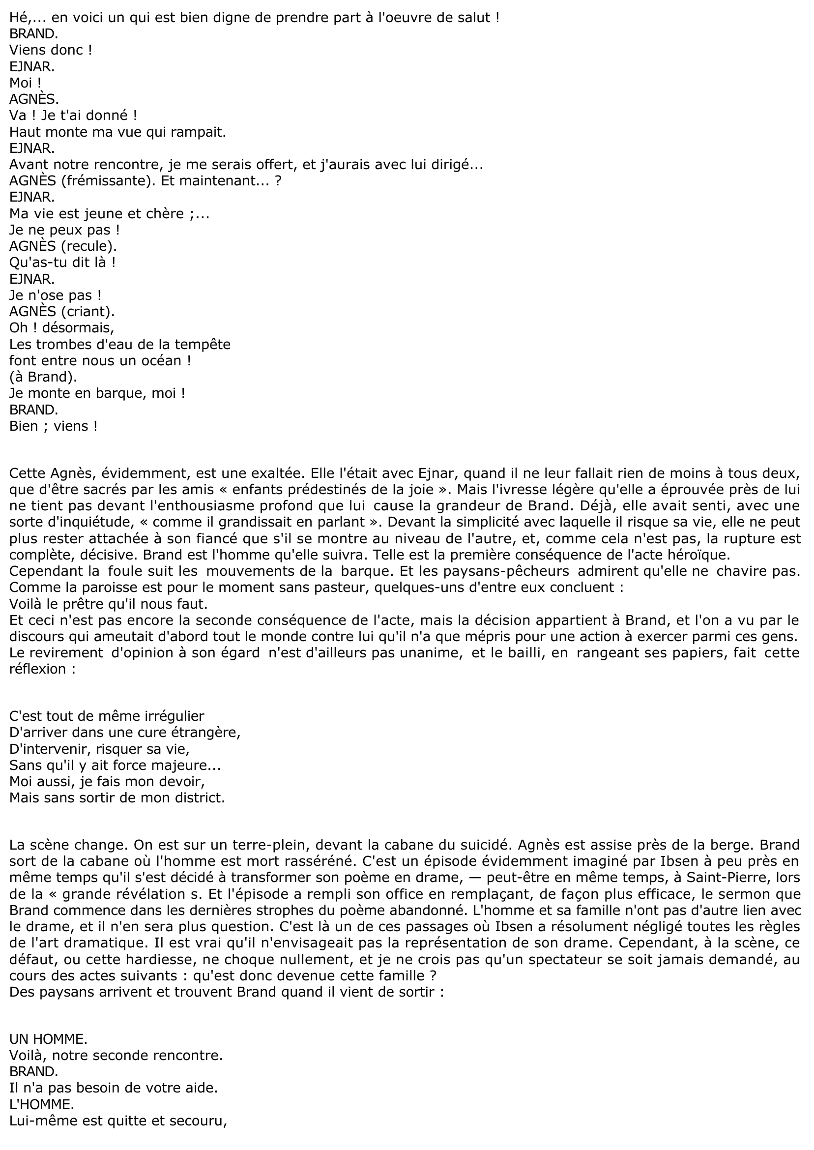 Prévisualisation du document BRAND D'IBSEN -  ACTE II : BRAND RESTERA DANS SA COMMUNE. Analyse de la pièce