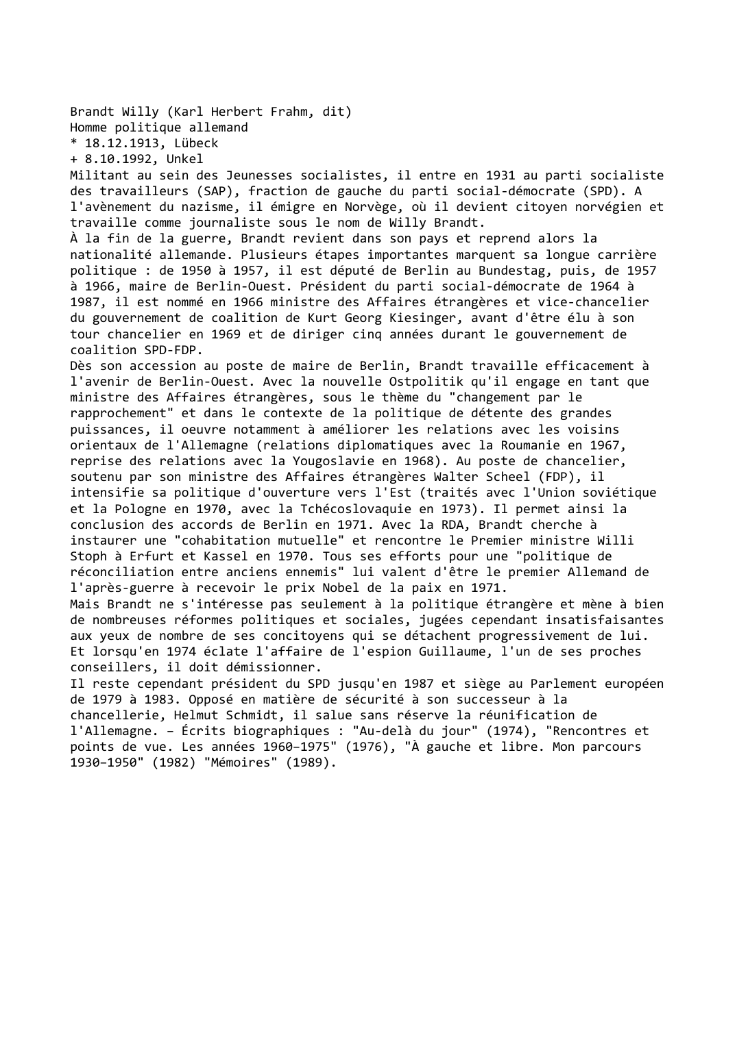 Prévisualisation du document Brandt Willy (Karl Herbert Frahm, dit)