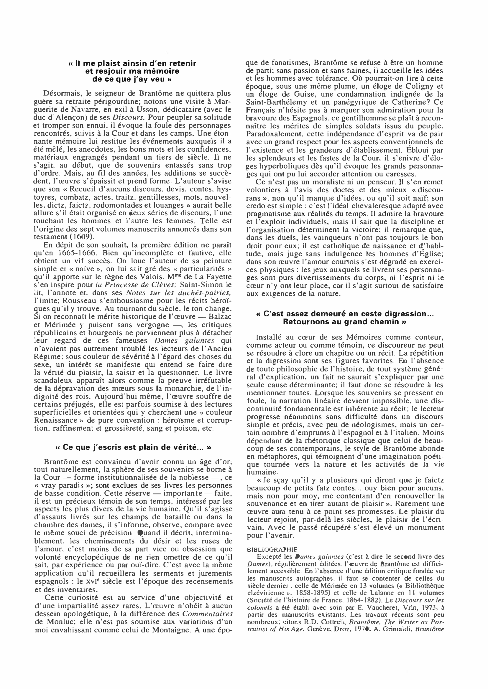Prévisualisation du document BRANTÔME, Pierre de Bourdeille : sa vie et son oeuvre