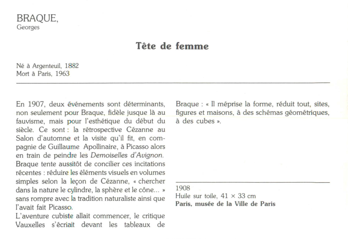 Prévisualisation du document BRAQUE, Georges : Tête de femme