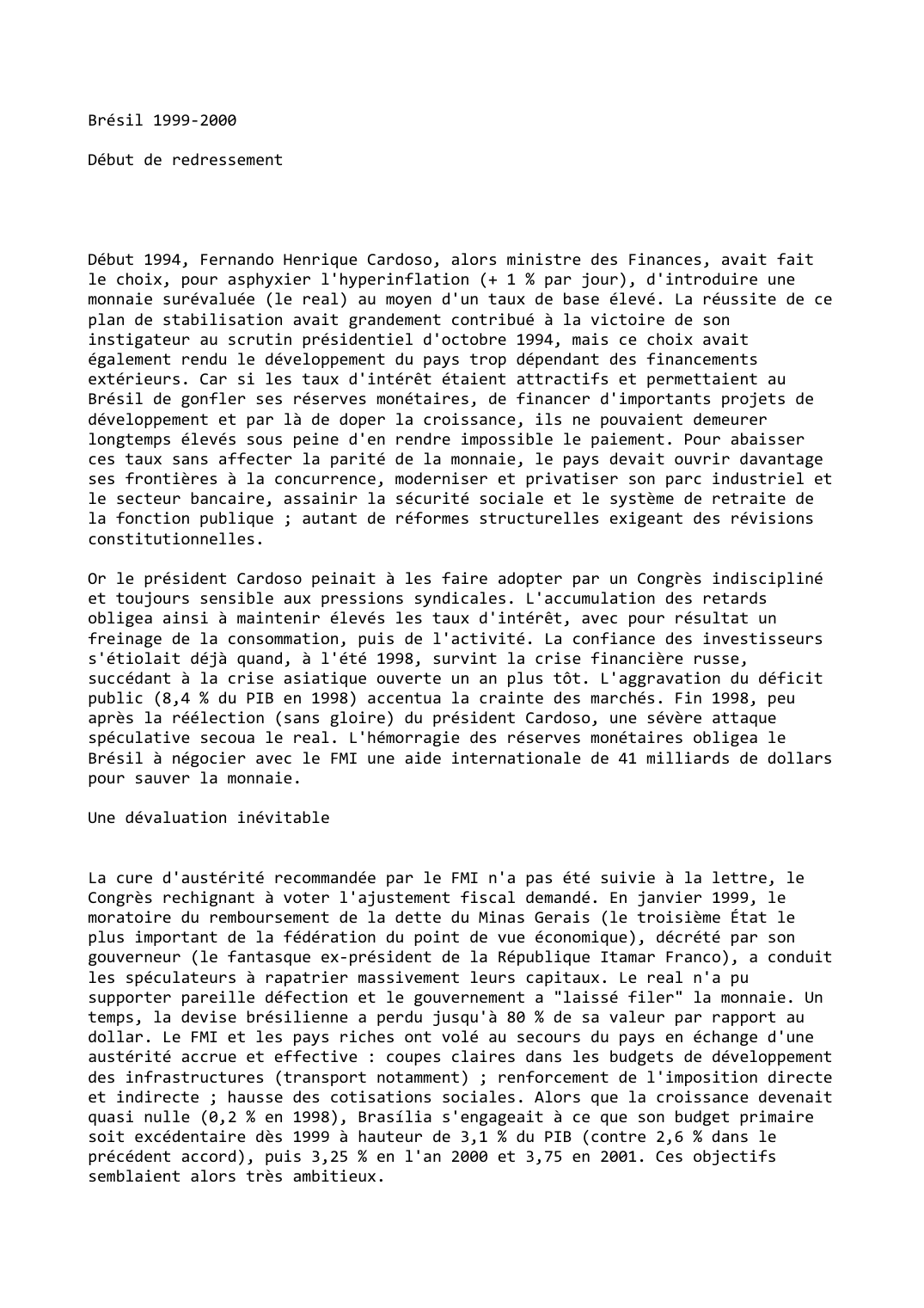 Prévisualisation du document Brésil 1999-2000  

Début de redressement
