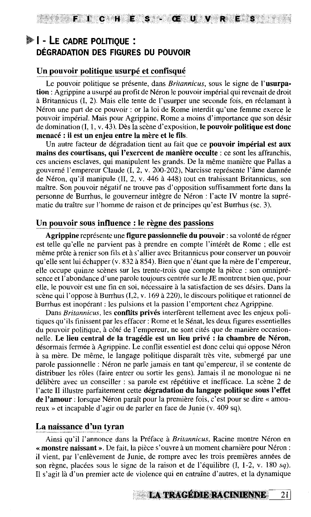 Prévisualisation du document Britannicus (1669) - F I C H E S - œ U V R E S