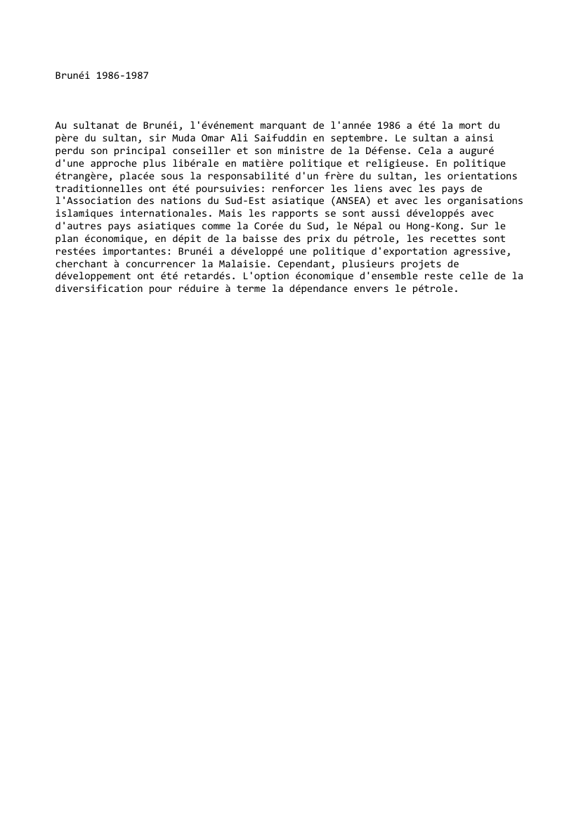 Prévisualisation du document Brunéi (1986-1987)