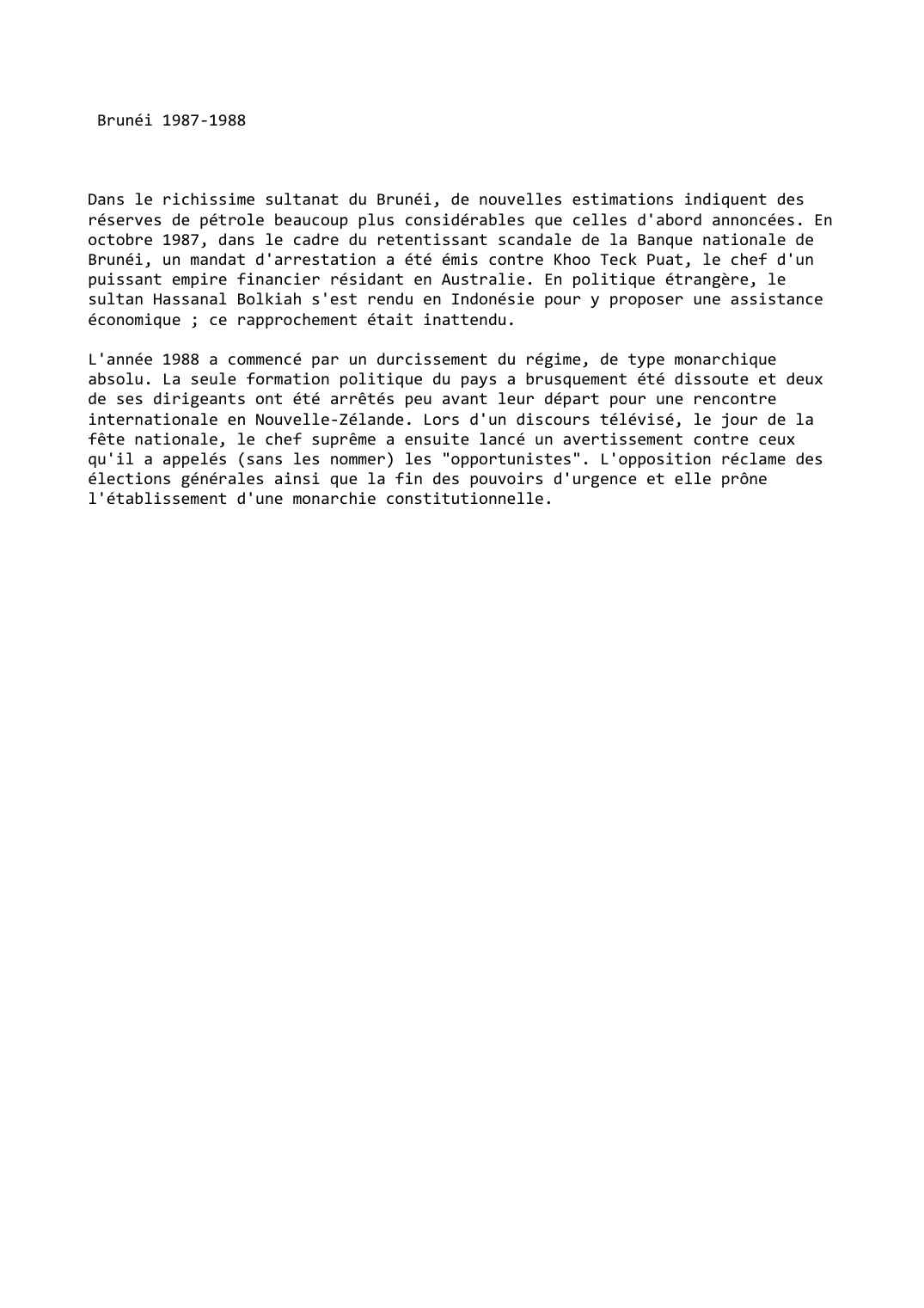 Prévisualisation du document Brunéi (1987-1988)