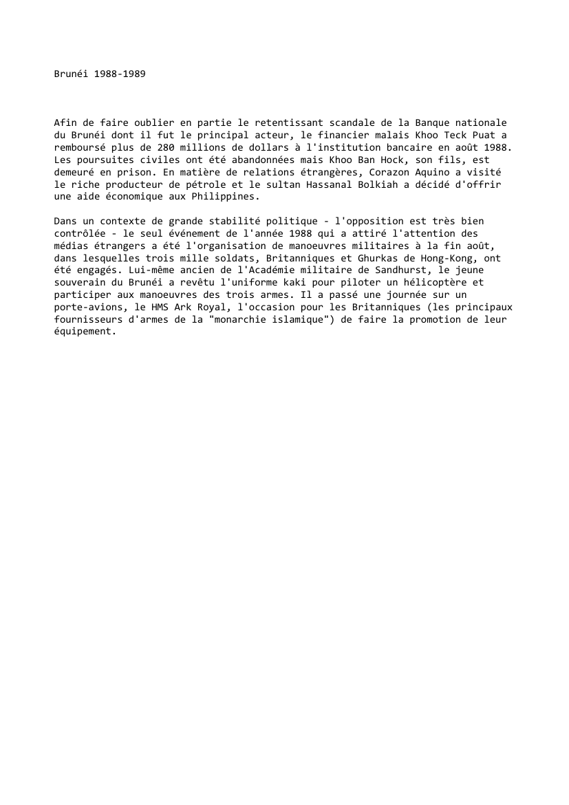 Prévisualisation du document Brunéi (1988-1989)