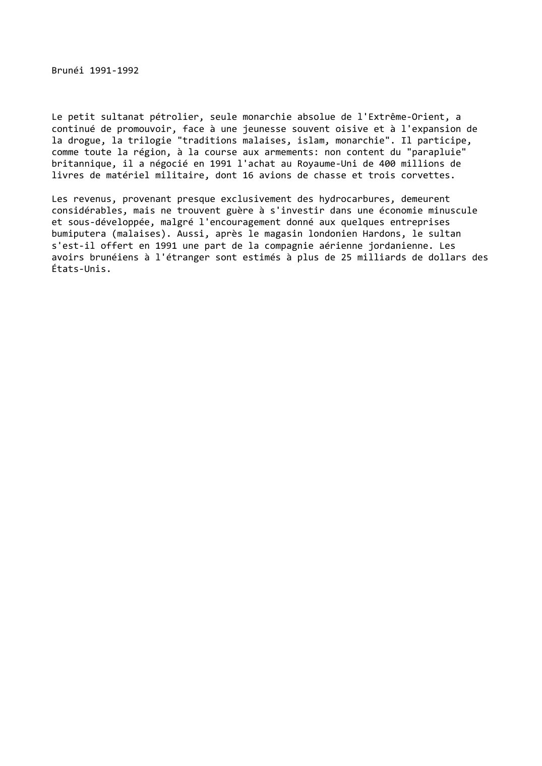 Prévisualisation du document Brunéi (1991-1992)