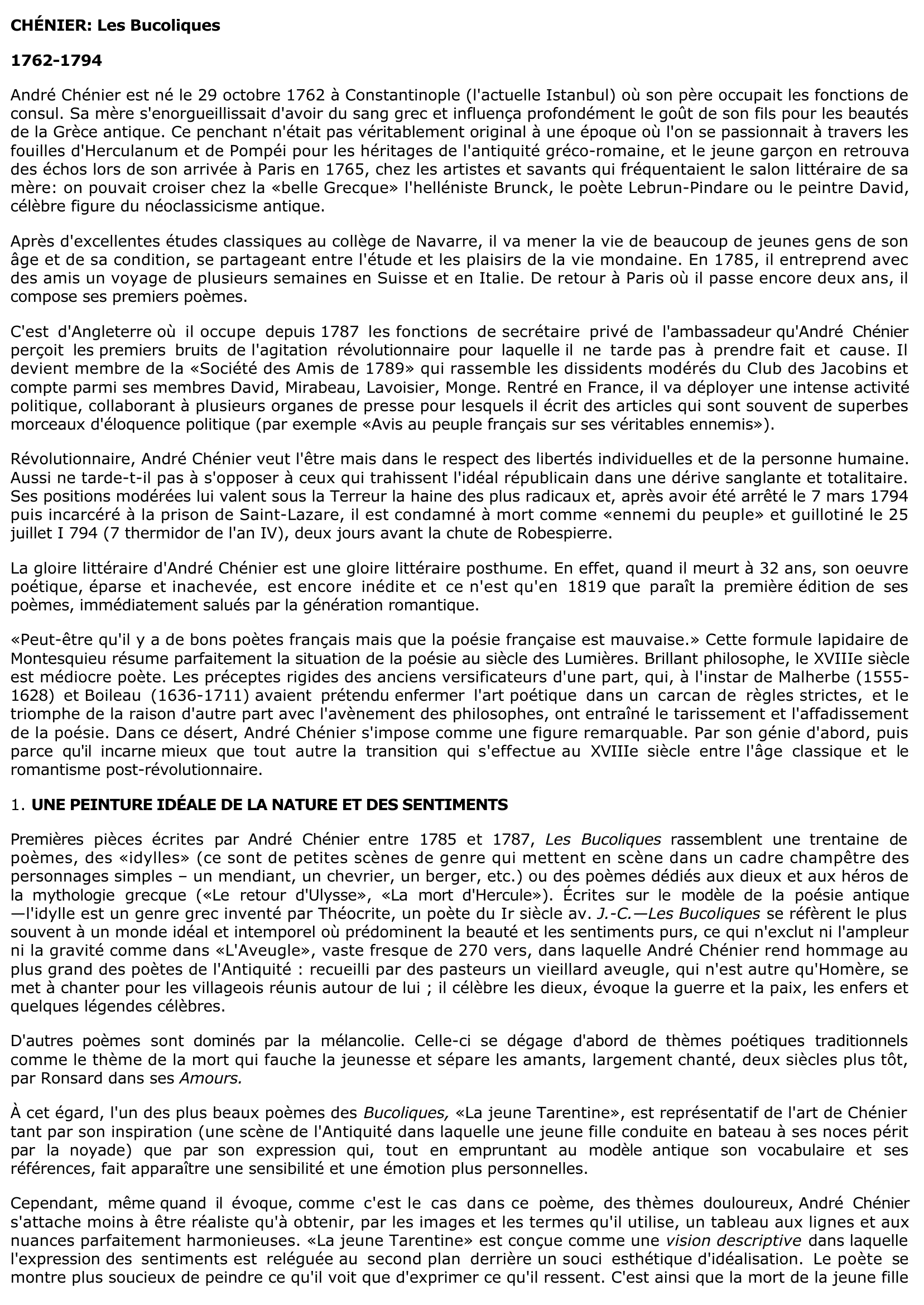 Prévisualisation du document BUCOLIQUES  de  André Chénier