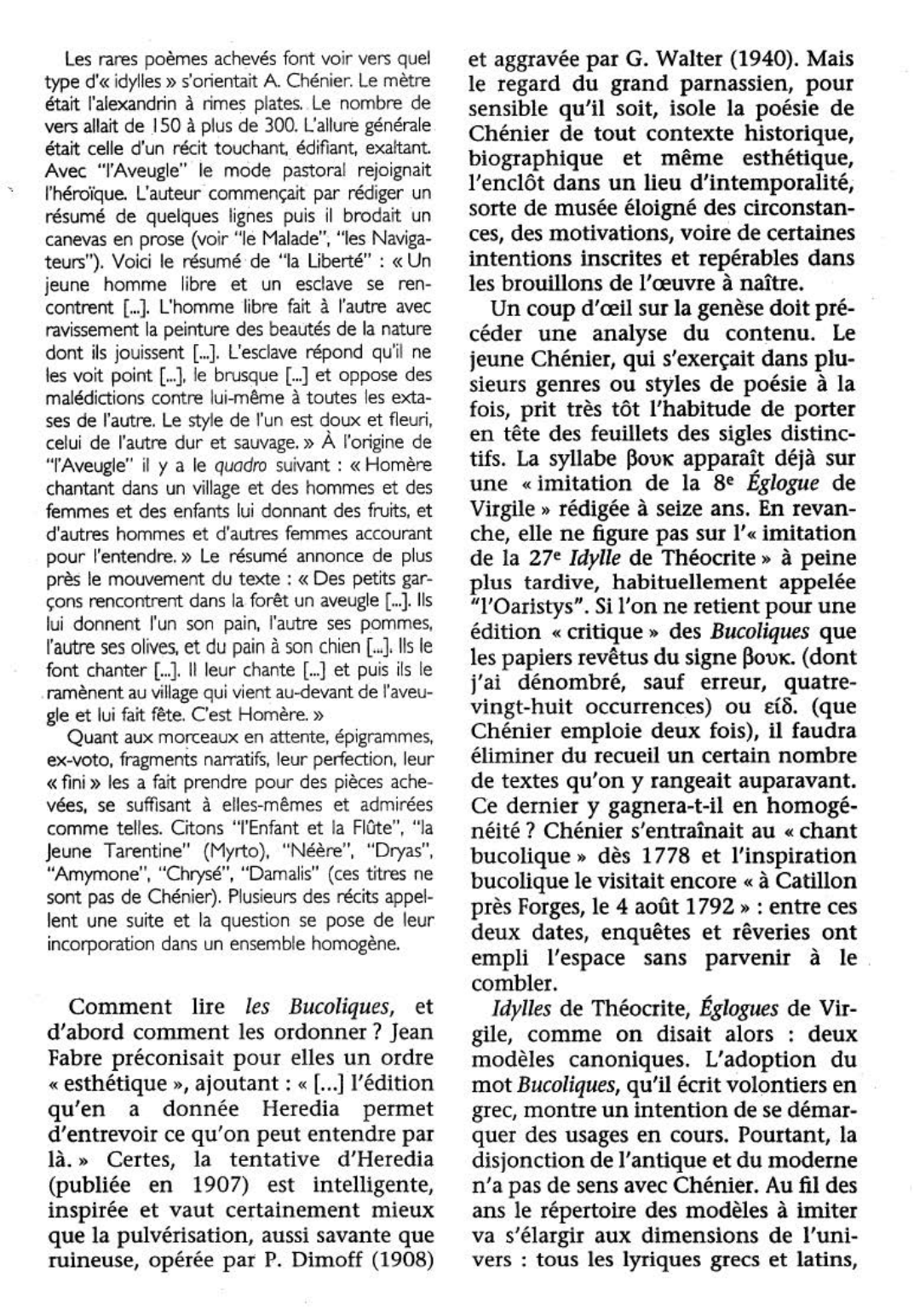 Prévisualisation du document BUCOLIQUES (les) d'André Chénier  (fiche de lecture et critique)
