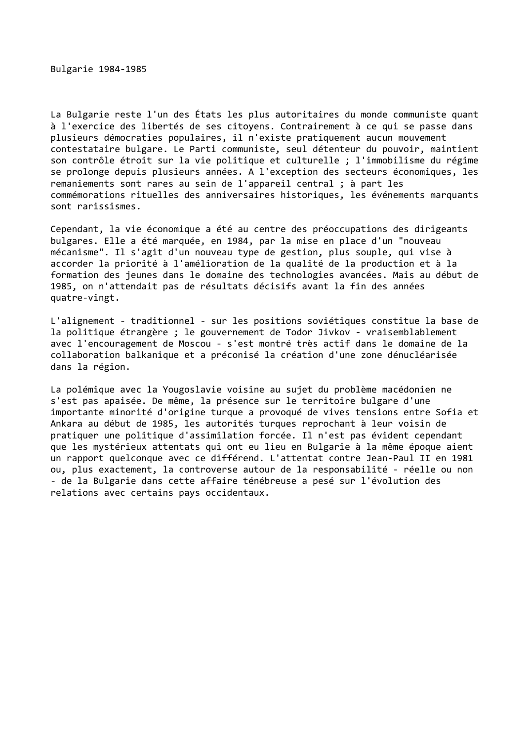 Prévisualisation du document Bulgarie (1984-1985)