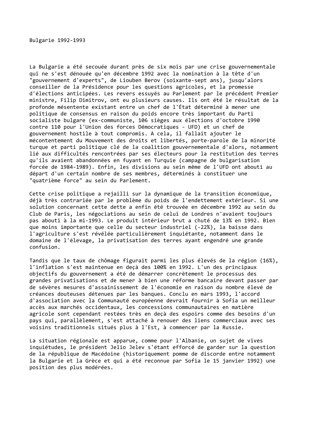 Prévisualisation du document Bulgarie 1992-1993