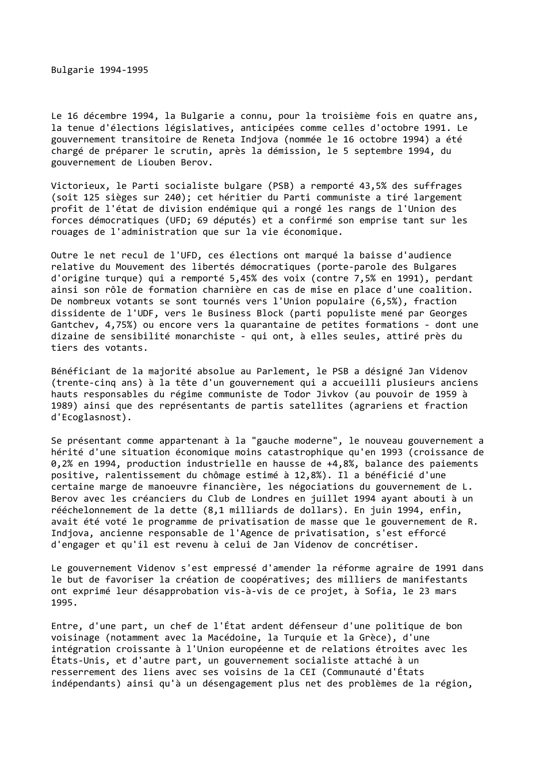 Prévisualisation du document Bulgarie (1994-1995)
