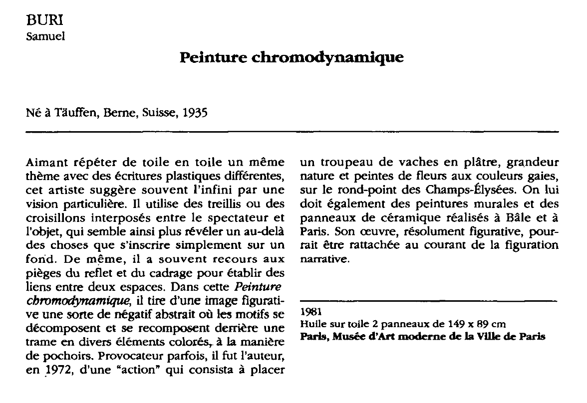 Prévisualisation du document BURI Samuel : Peinture chromodynamique