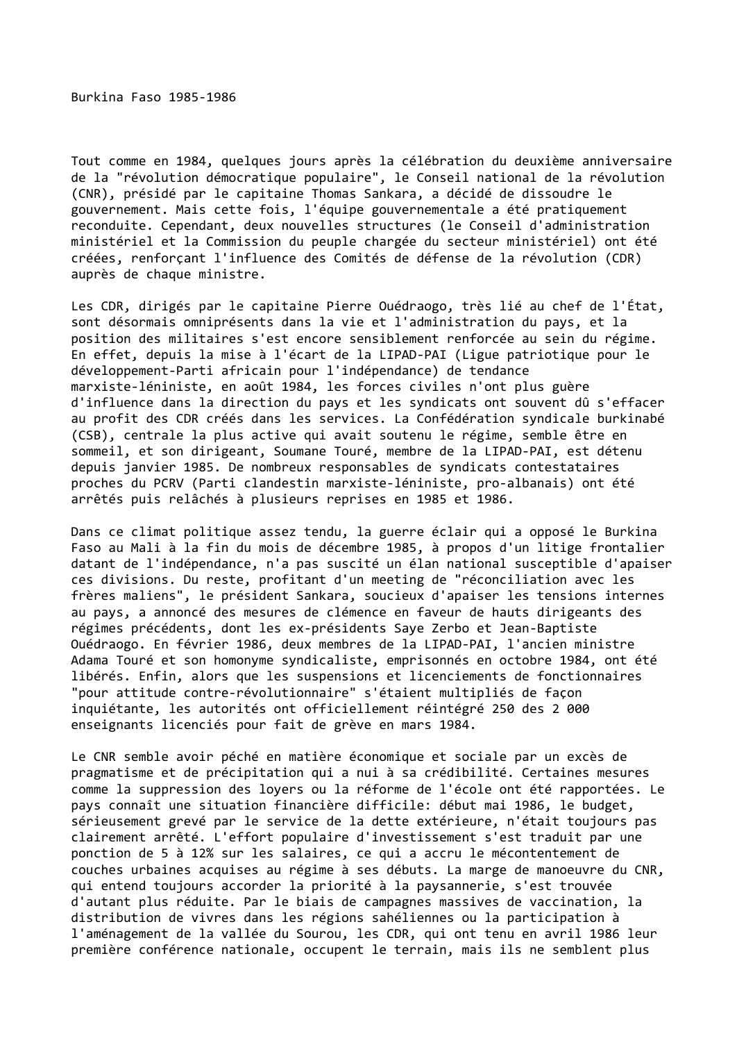 Prévisualisation du document Burkina Faso ( 1985-1986)