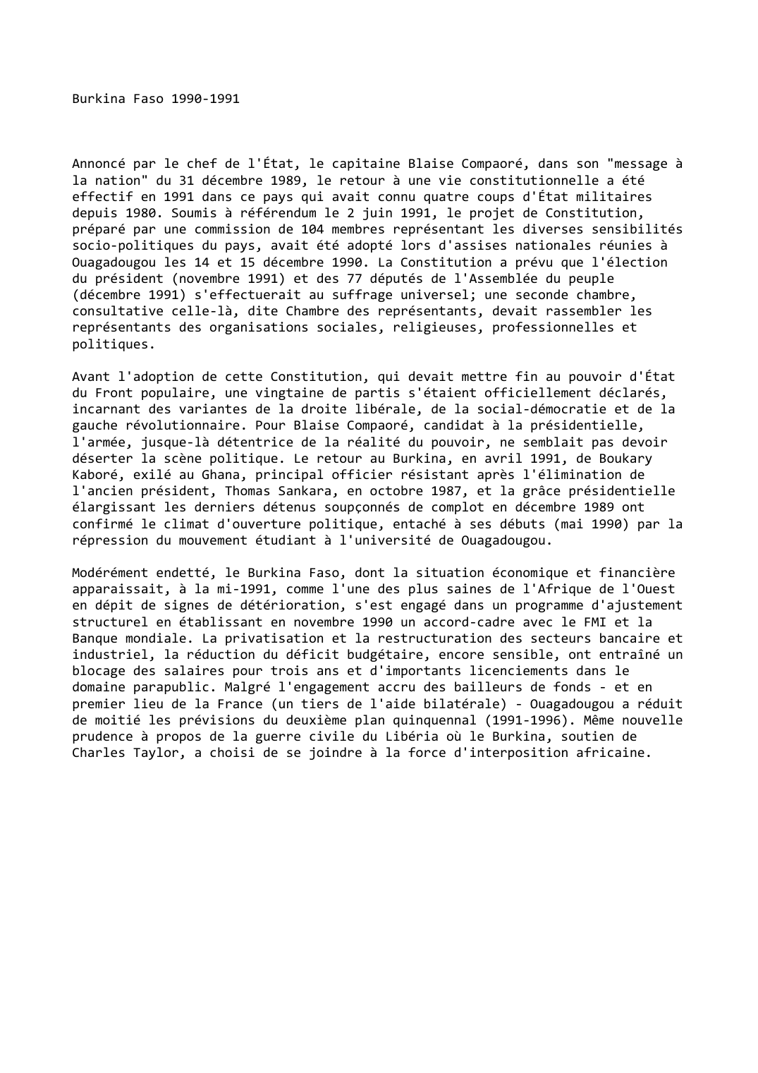 Prévisualisation du document Burkina Faso (1990-1991)