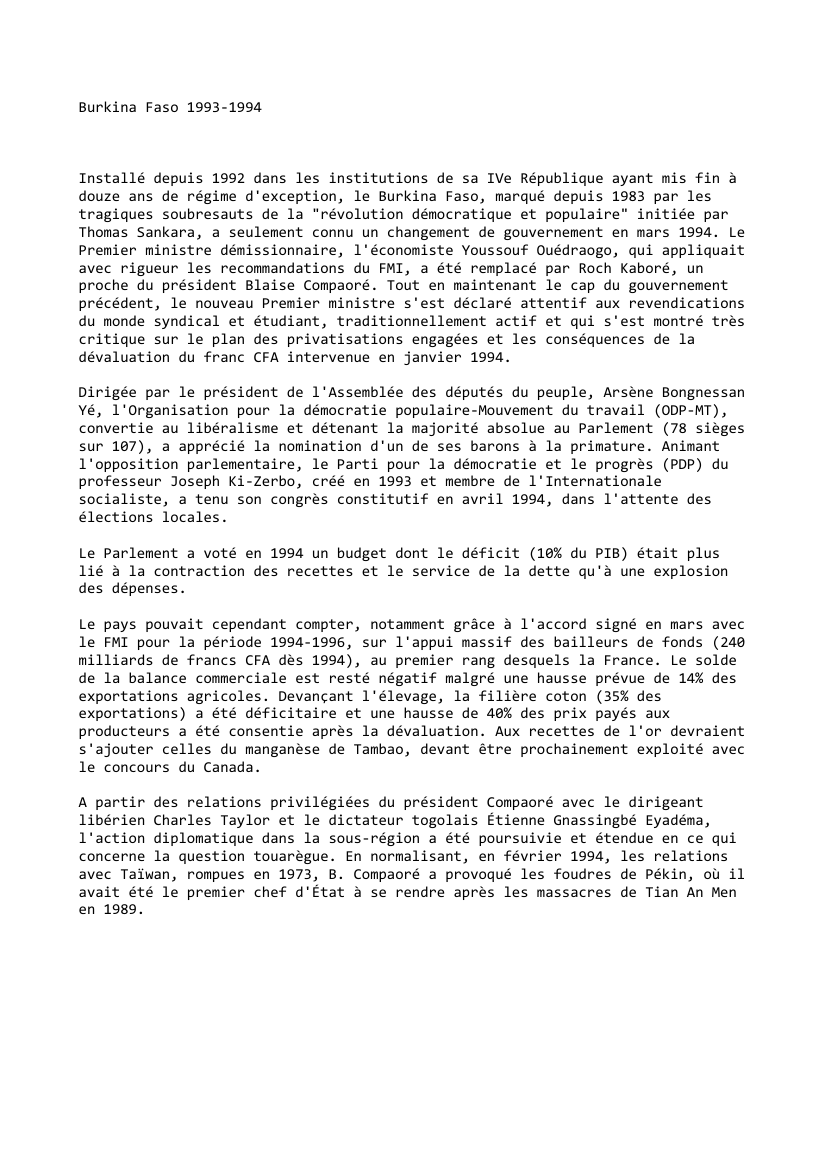 Prévisualisation du document Burkina Faso (1993-1994)