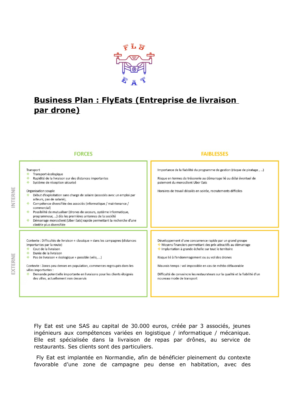 Prévisualisation du document Business Plan : FlyEats (Entreprise de livraison par drone)