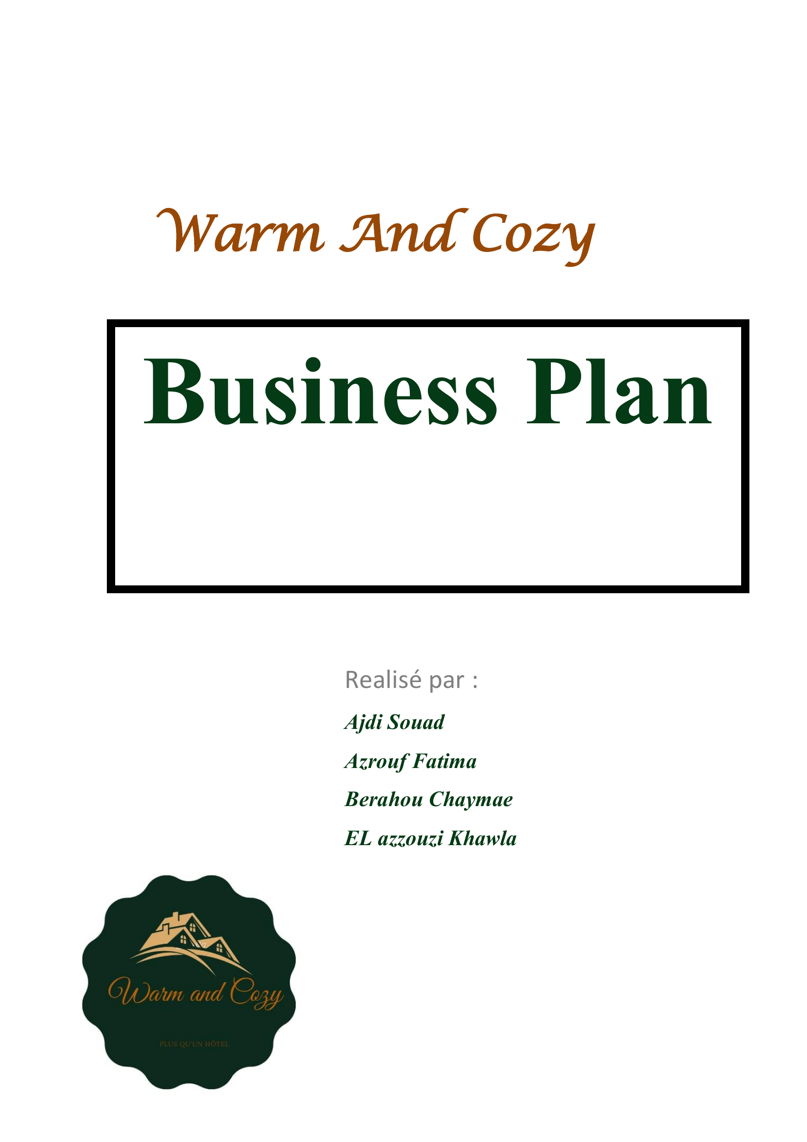 Prévisualisation du document Business plan: Warm and cozy