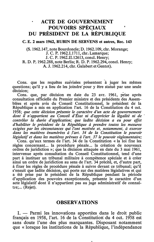 Prévisualisation du document C. E. 2 mars 1962, RUBIN DE SERVENS et autres, Rec. 143