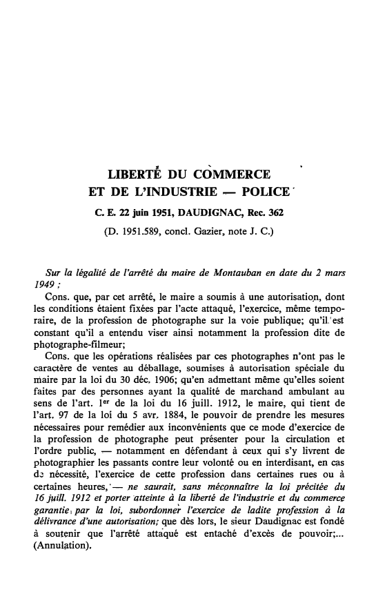 Prévisualisation du document C. E, 22 juin 1951, DAUDIGNAC, Rec. 362