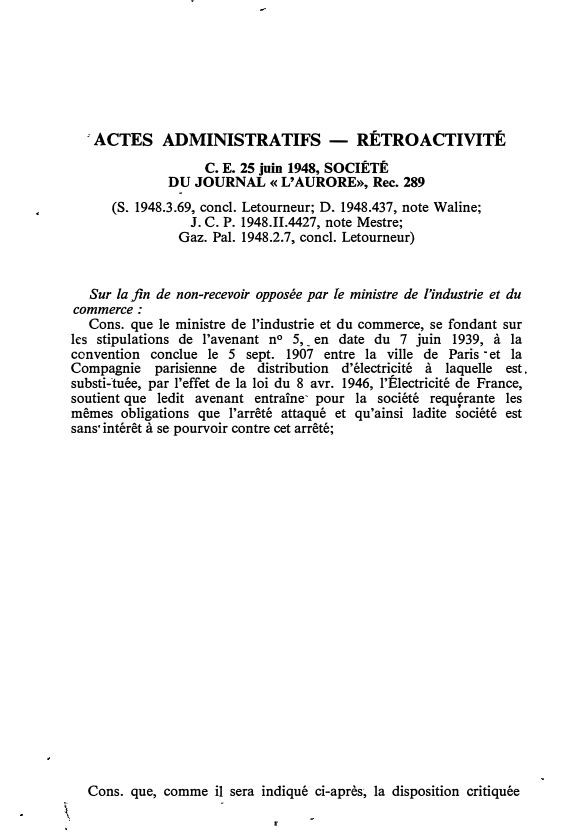 Prévisualisation du document C. E. 25 juin 1948, SOCIÉTÉ DU JOURNAL « L'AURORE», Rec. 289