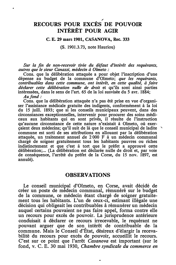 Prévisualisation du document C. E. 29 mars 1901, CASANOVA, Rec. 333