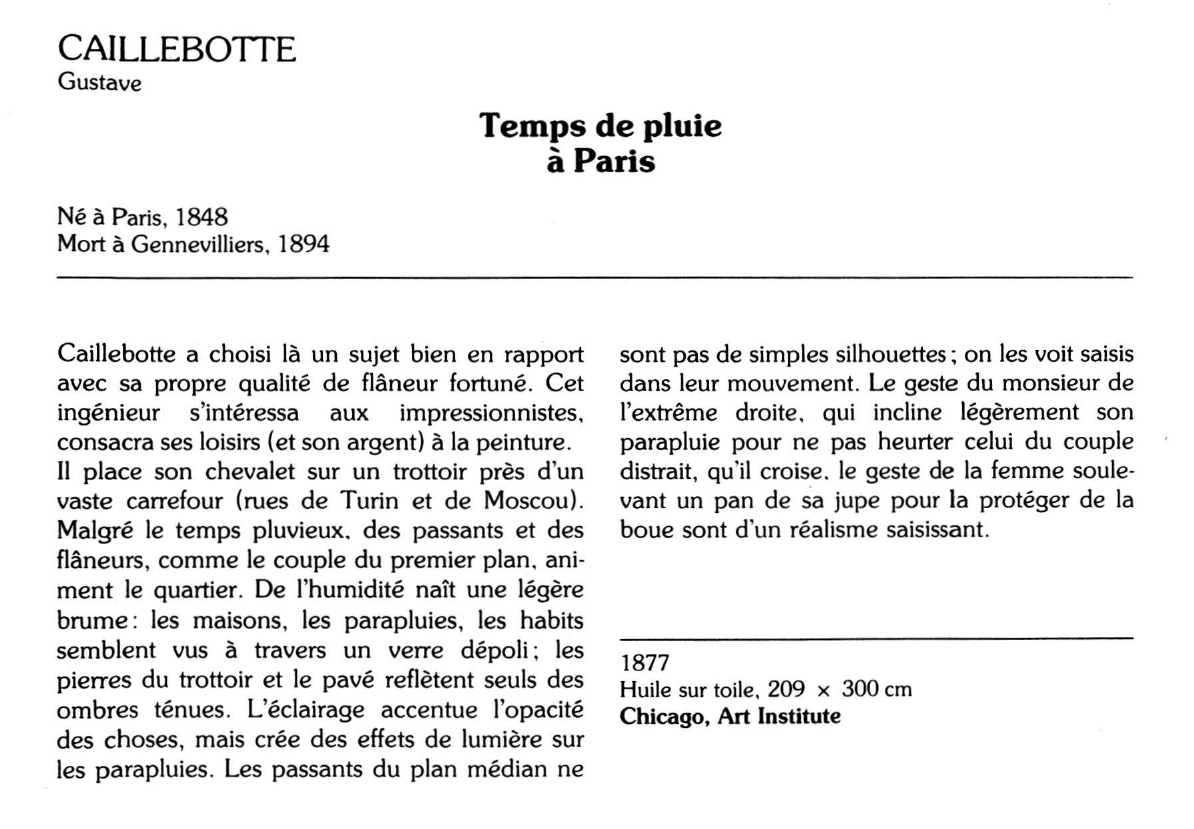 Prévisualisation du document CAILLEBOTTE Gustave : Temps de pluie à Paris