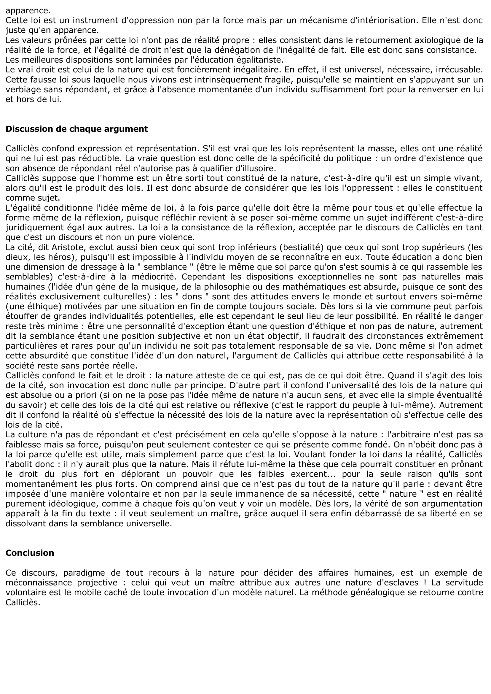 Prévisualisation du document Calliclès: La justice et la loi vont à l'encontre de la nature