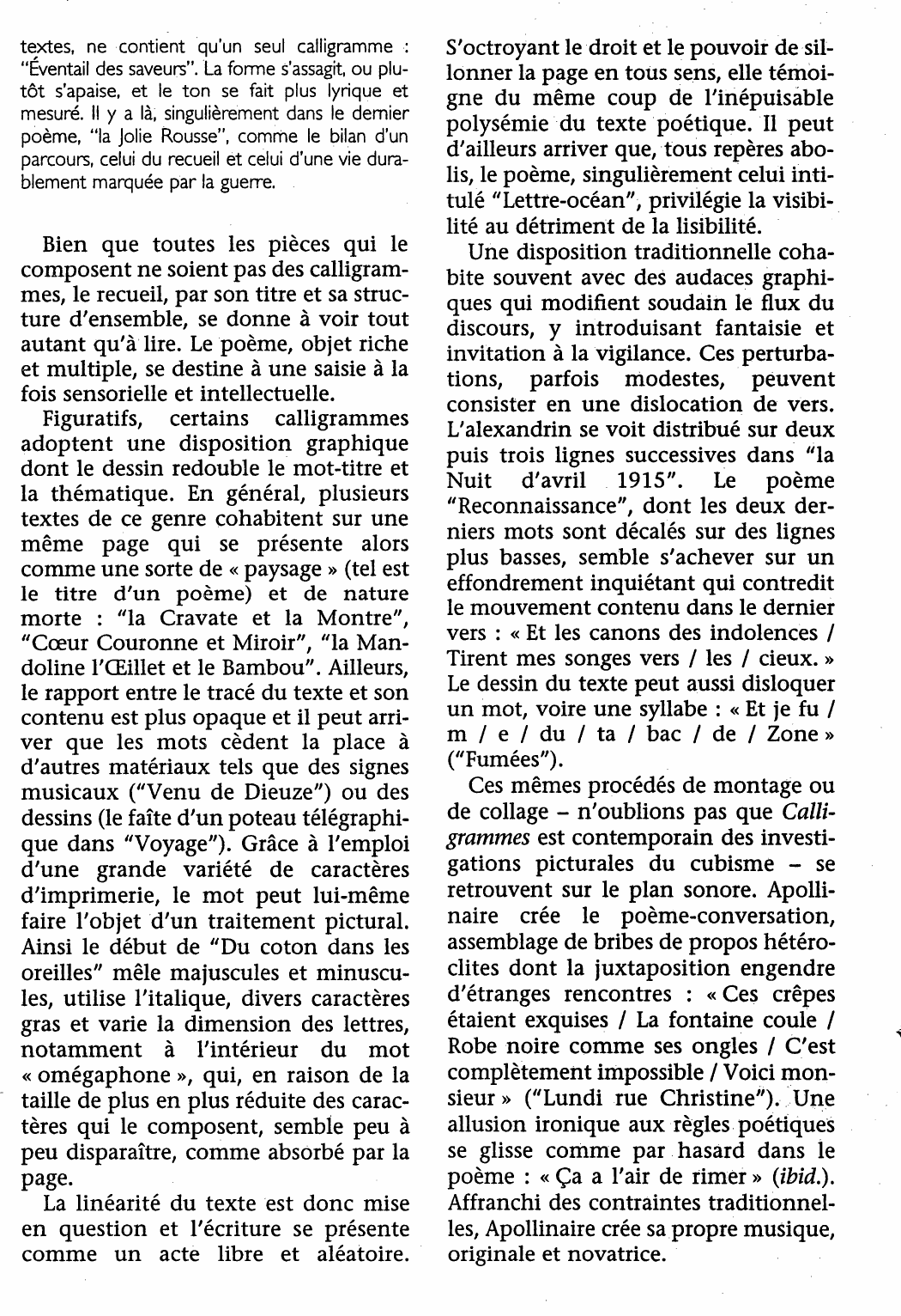 Prévisualisation du document Calligrammes de Guillaume Apollinaire (analyse détaillée)