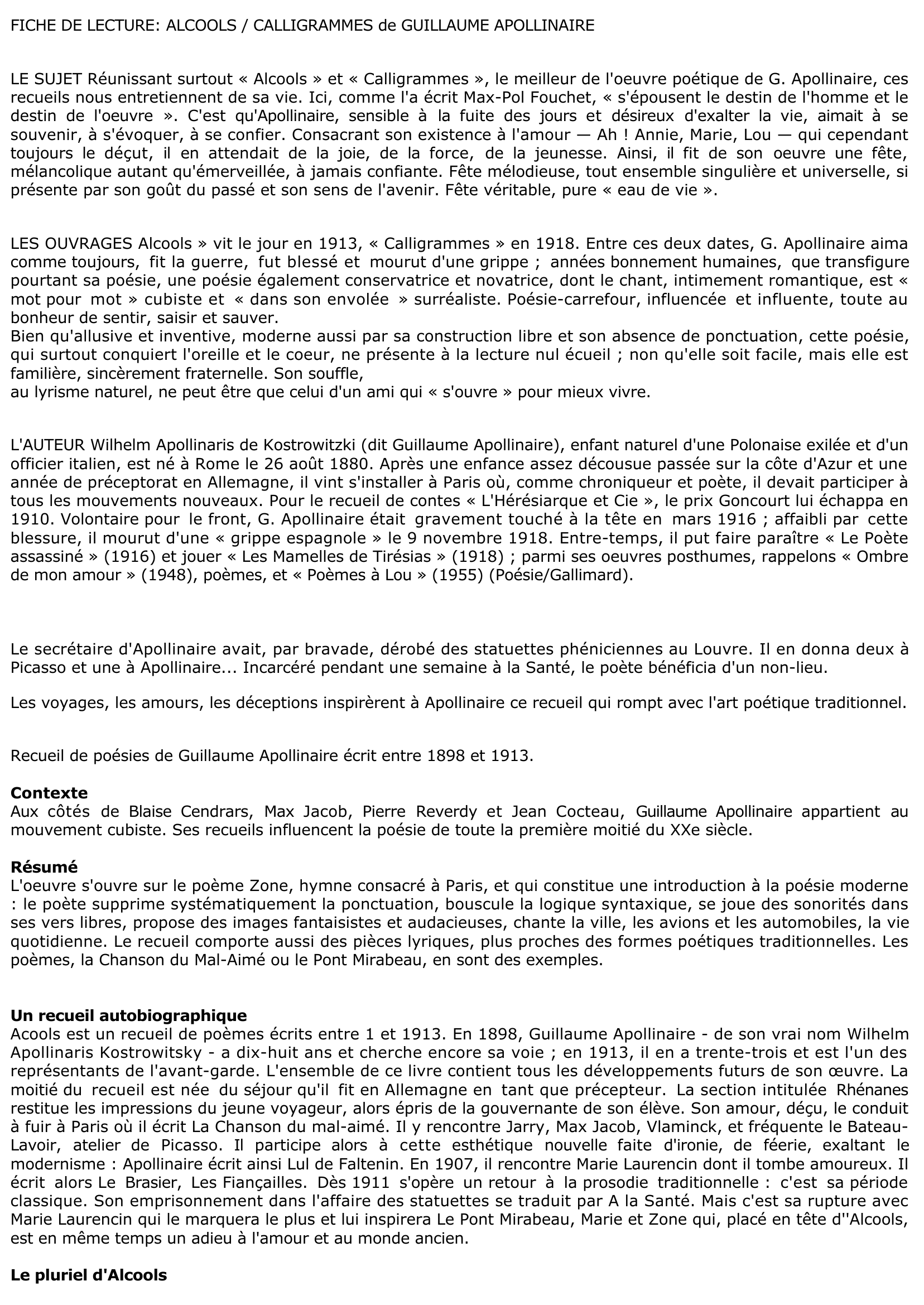 Prévisualisation du document CALLIGRAMMES    Guillaume Apollinaire