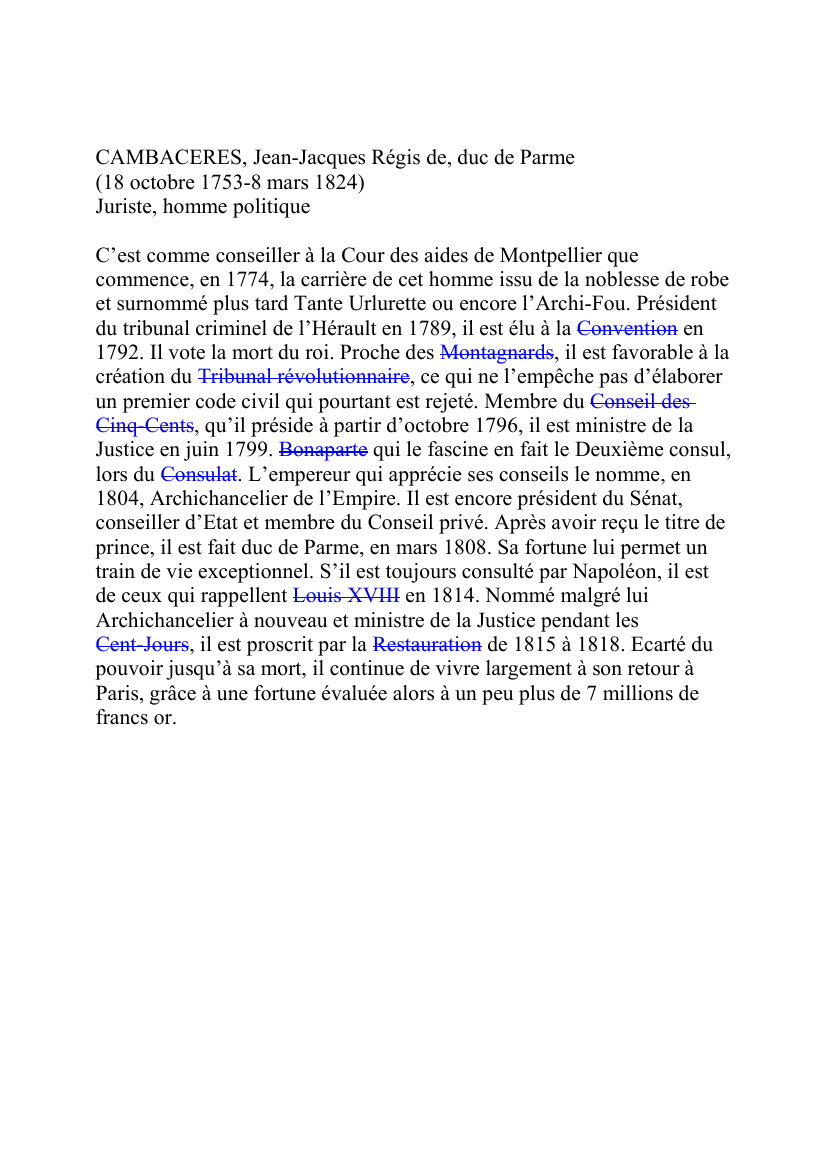 Prévisualisation du document CAMBACERES, Jean-Jacques Régis de, duc de Parme(18 octobre 1753-8 mars