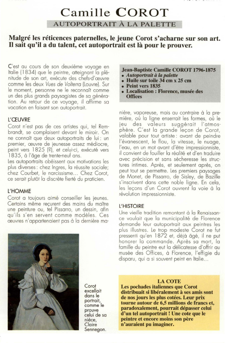 Prévisualisation du document Camille COROT:AUTOPORTRAIT À LA PALETTE.