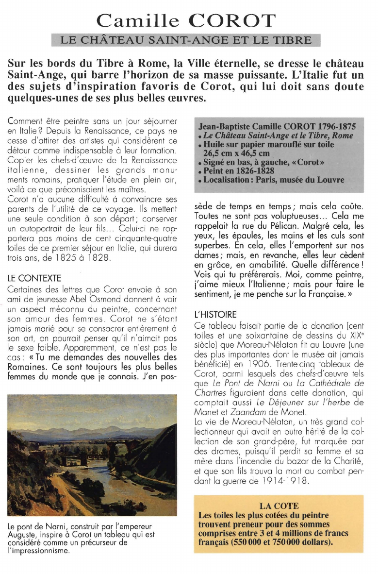 Prévisualisation du document Camille COROT:LE CHÂTEAU SAINT-ANGE ET LE TIBRE.