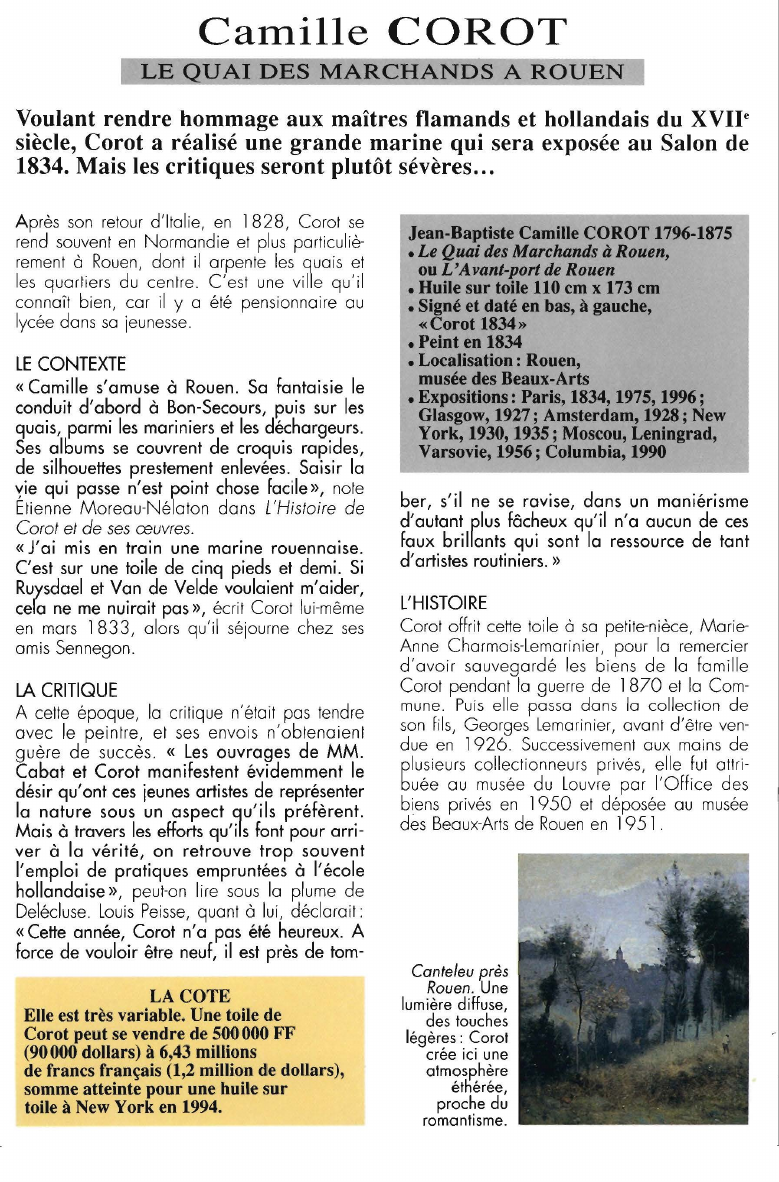 Prévisualisation du document Camille COROT:LE QUAI DES MARCHANDS A ROUEN.