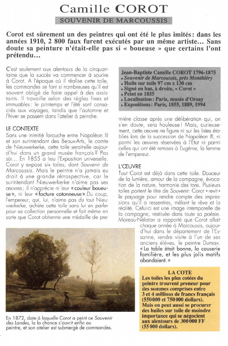Prévisualisation du document Camille COROT:SOUVENIR DE MARCOUSSIS.