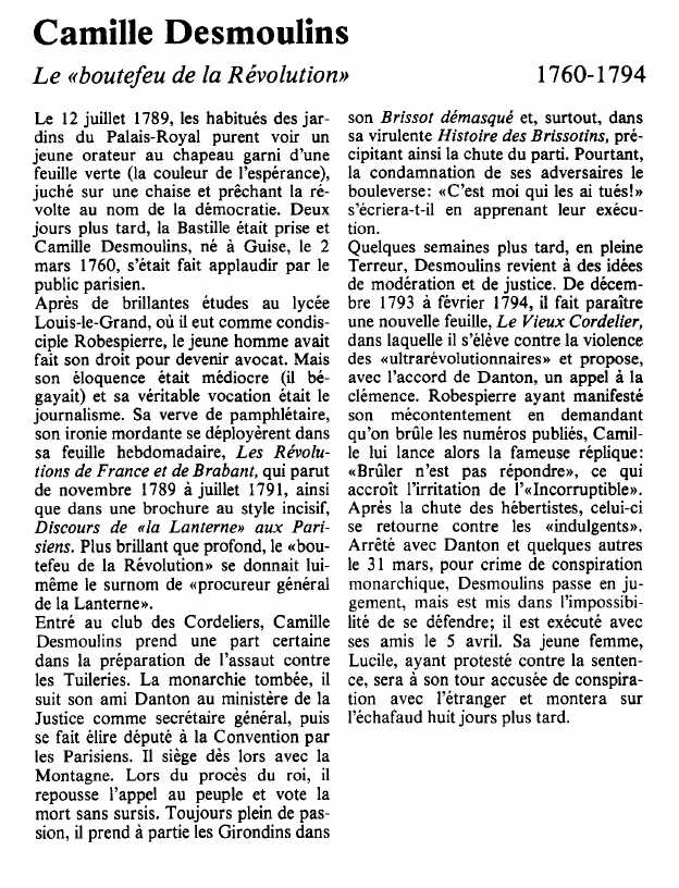Prévisualisation du document Camille DesmoulinsLe «boutefeu de la Révolution».