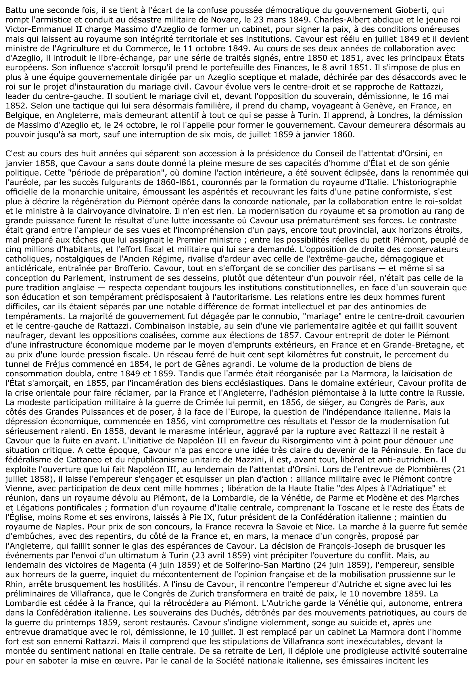 Prévisualisation du document Camillo Benso de Cavour