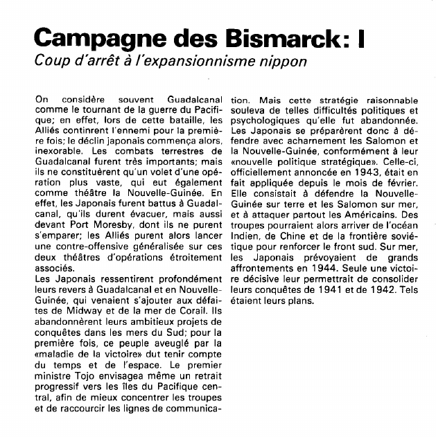 Prévisualisation du document Campagne des Bismarck:Coup d'arrêt à l'expansionnisme nippon.